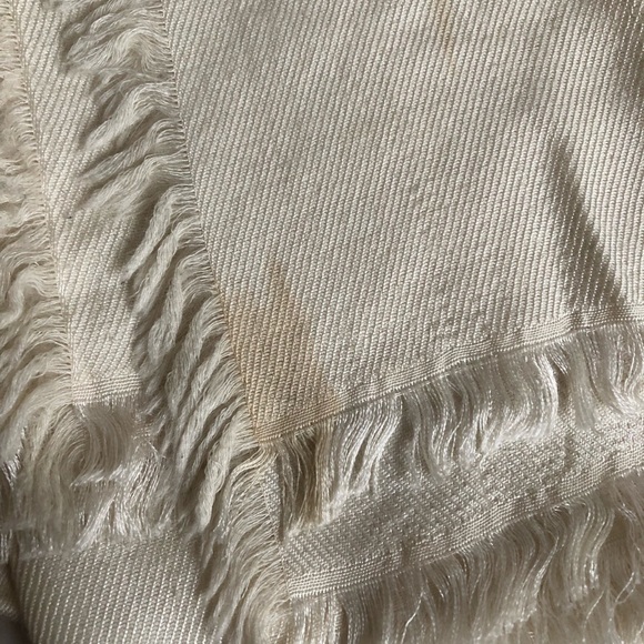 LOUIS VUITTON cream logo monogram wool silk shawl - Picture 3 of 3